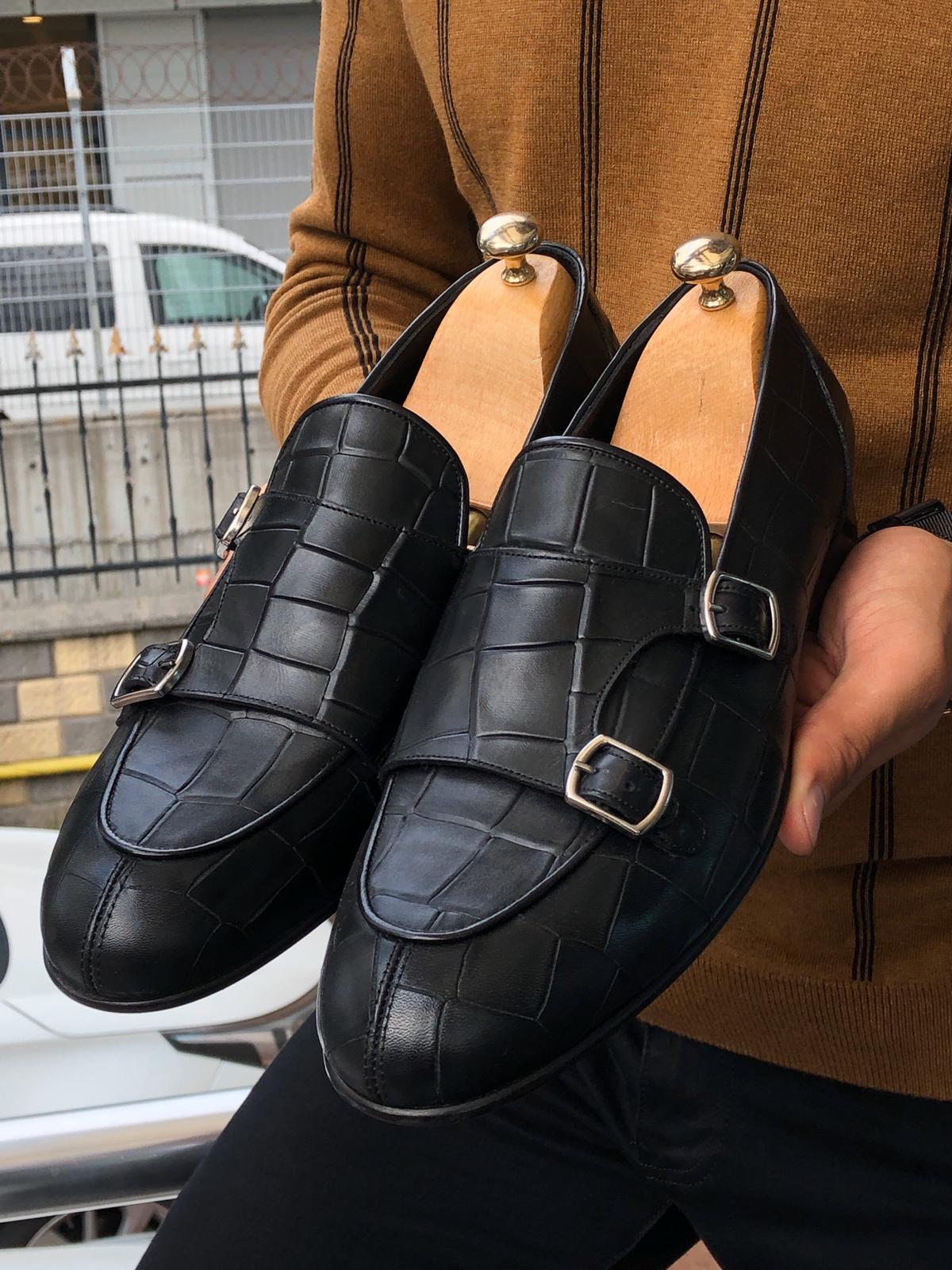 Sardinelli Pescara Black Double Monk Strap Loafer