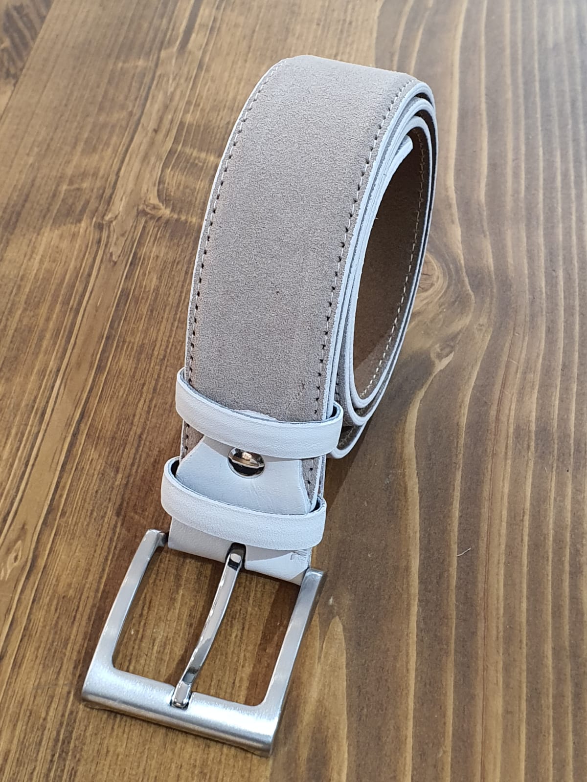 Sardinelli Pisa Suede Leather Belt – Beige