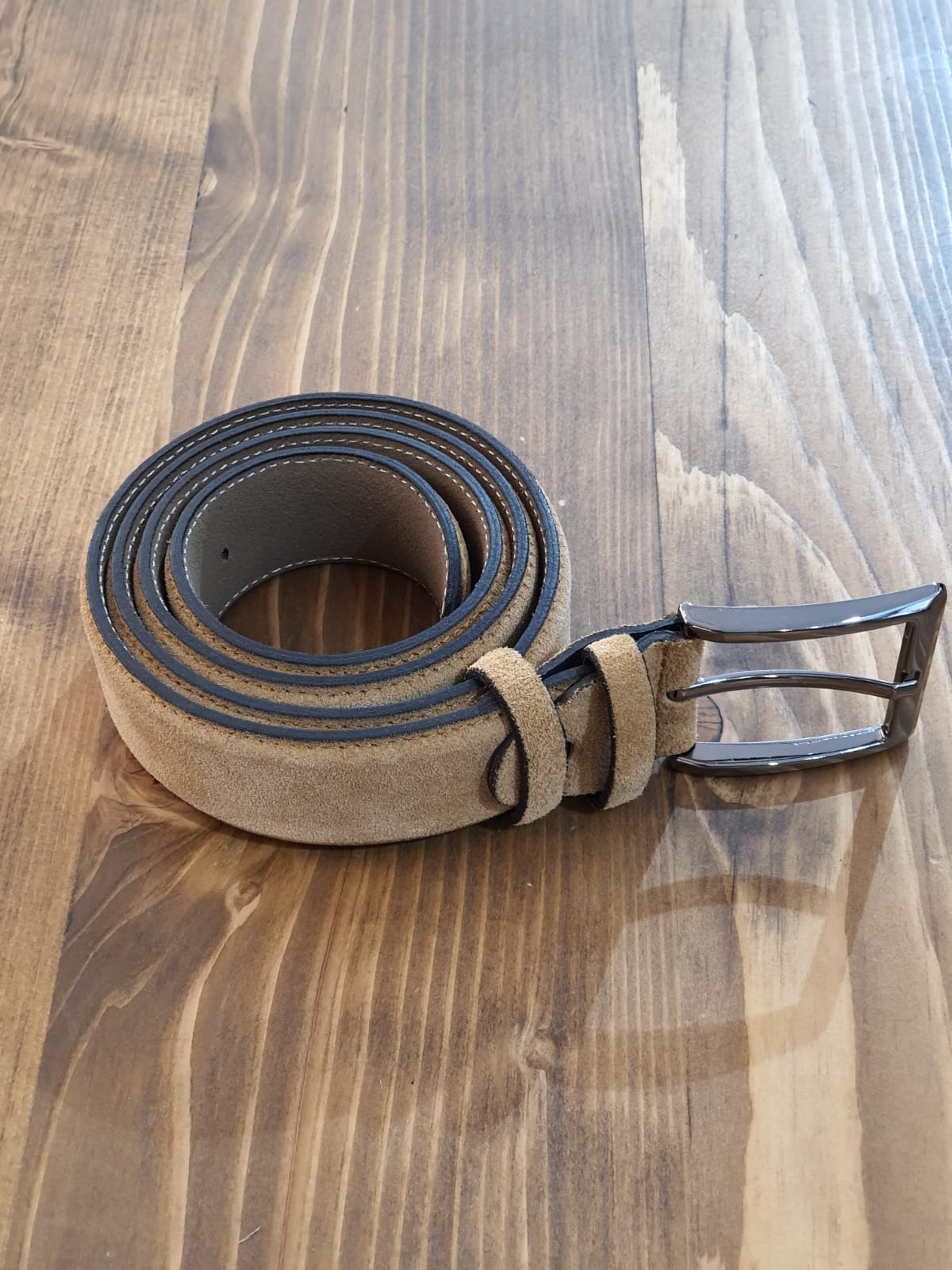 Sardinelli Pisa Suede Leather Belt – Camel