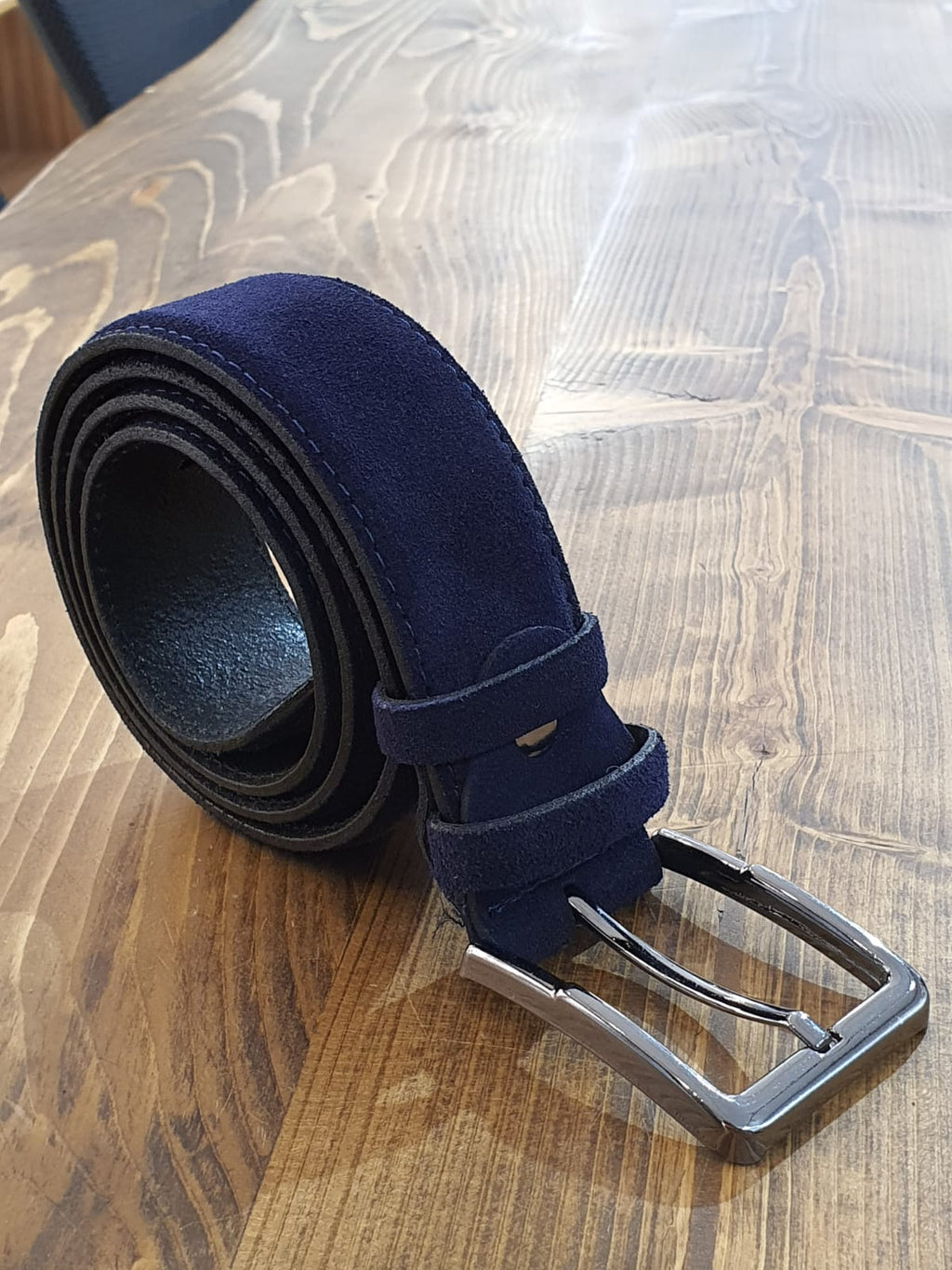 Sardinelli Pisa Suede Leather Belt – Navy Blue