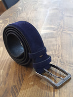 Sardinelli Pisa Suede Leather Belt – Navy Blue
