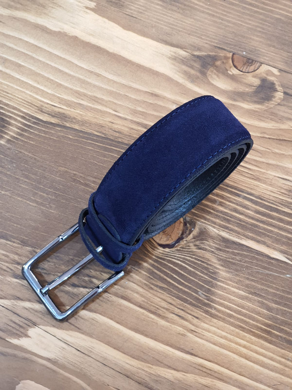 Sardinelli Pisa Suede Leather Belt – Navy Blue