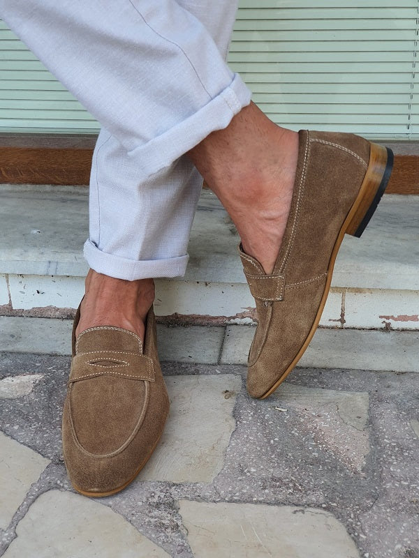 Sardinelli Prontofino Brown Suede Penny Loafers