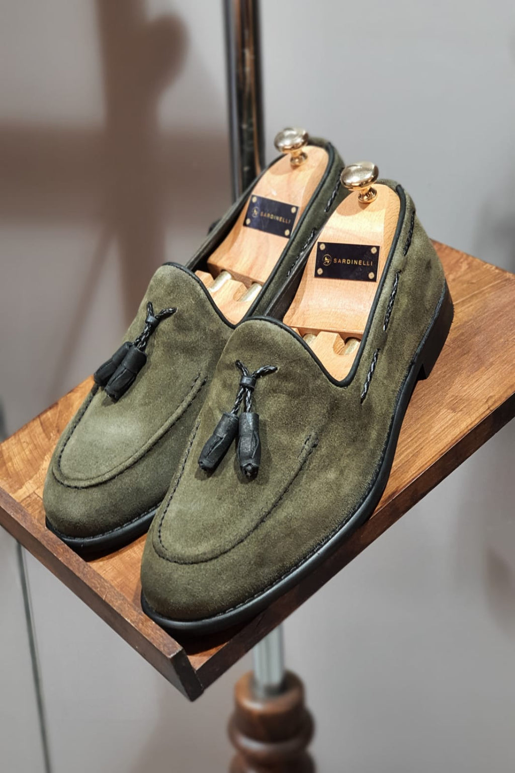 Sardinelli Reggio Calabria Green Suede Tassel Loafer
