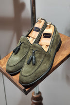 Sardinelli Reggio Calabria Green Suede Tassel Loafer