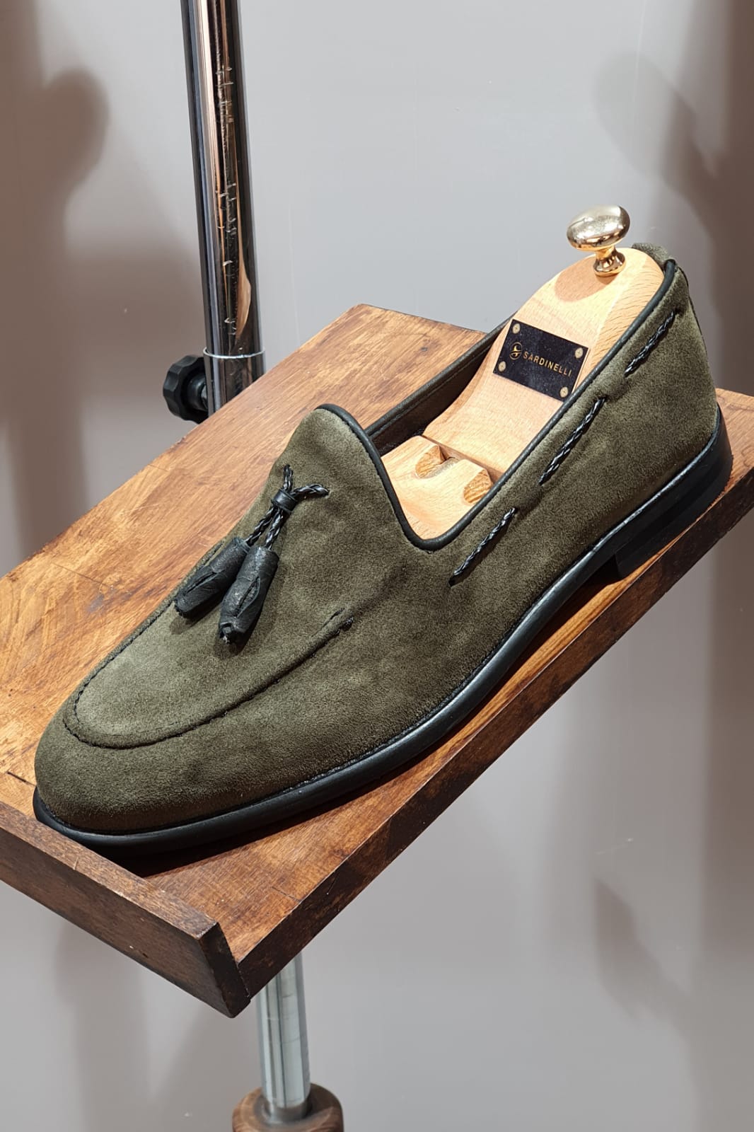 Sardinelli Reggio Calabria Green Suede Tassel Loafer