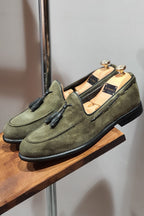 Sardinelli Reggio Calabria Green Suede Tassel Loafer