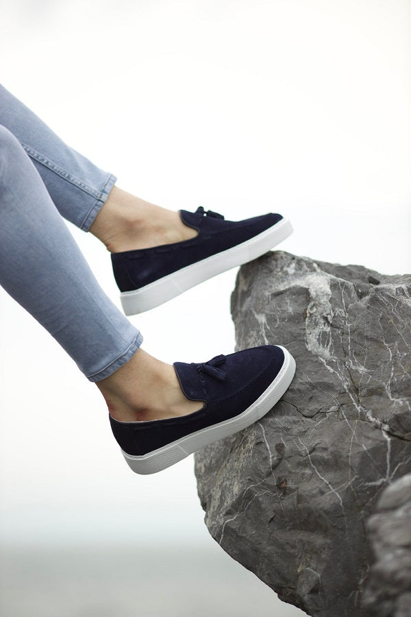 Sardinelli Ronda Blue Suede Tassel Kilt Loafers