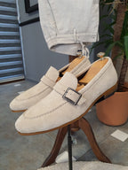 Sardinelli Salerno Beige Suede Buckle Loafers