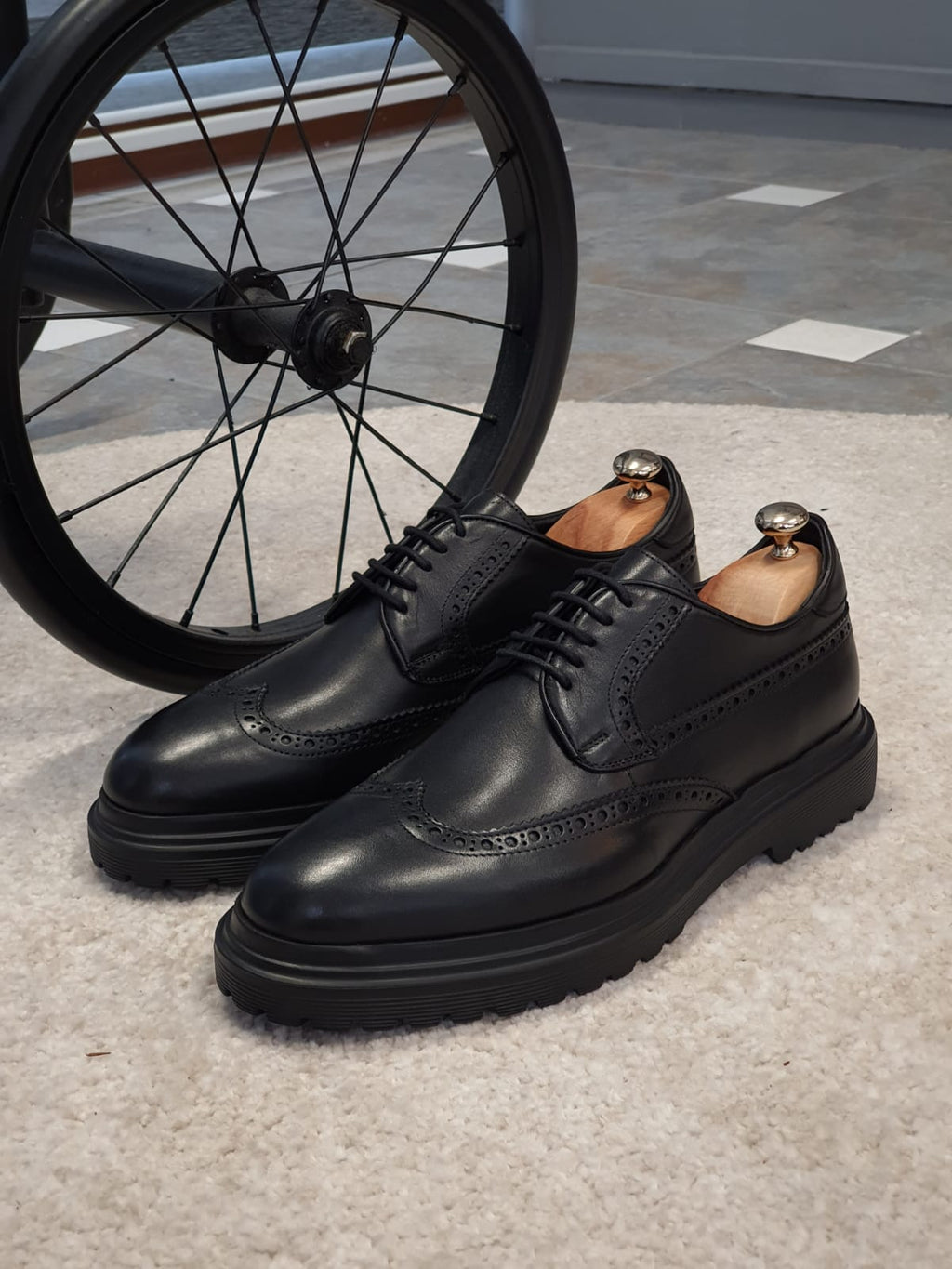 Sardinelli Salerno Wing-Tip Black Oxfords