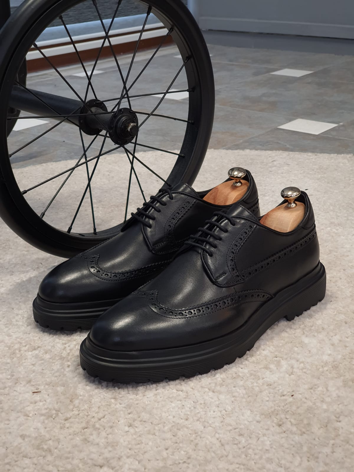 Sardinelli Salerno Wing-Tip Black Oxfords