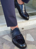 Sardinelli Salerno Navy Blue Double Monk Strap Loafers