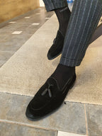 Sardinelli Siena Black Suede Tassel Loafers