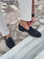 Sardinelli Siena Navy Blue Suede Tassel Loafers