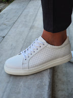 Sardinelli Aarau Woven Pattern Low-Top White Mens Sneakers