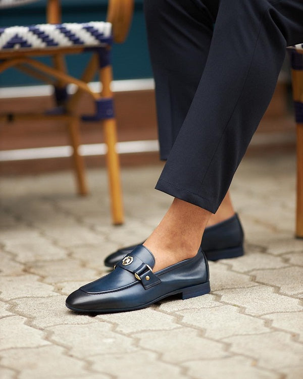 Navy Blue Penny Loafers for Men – SARDINELLI