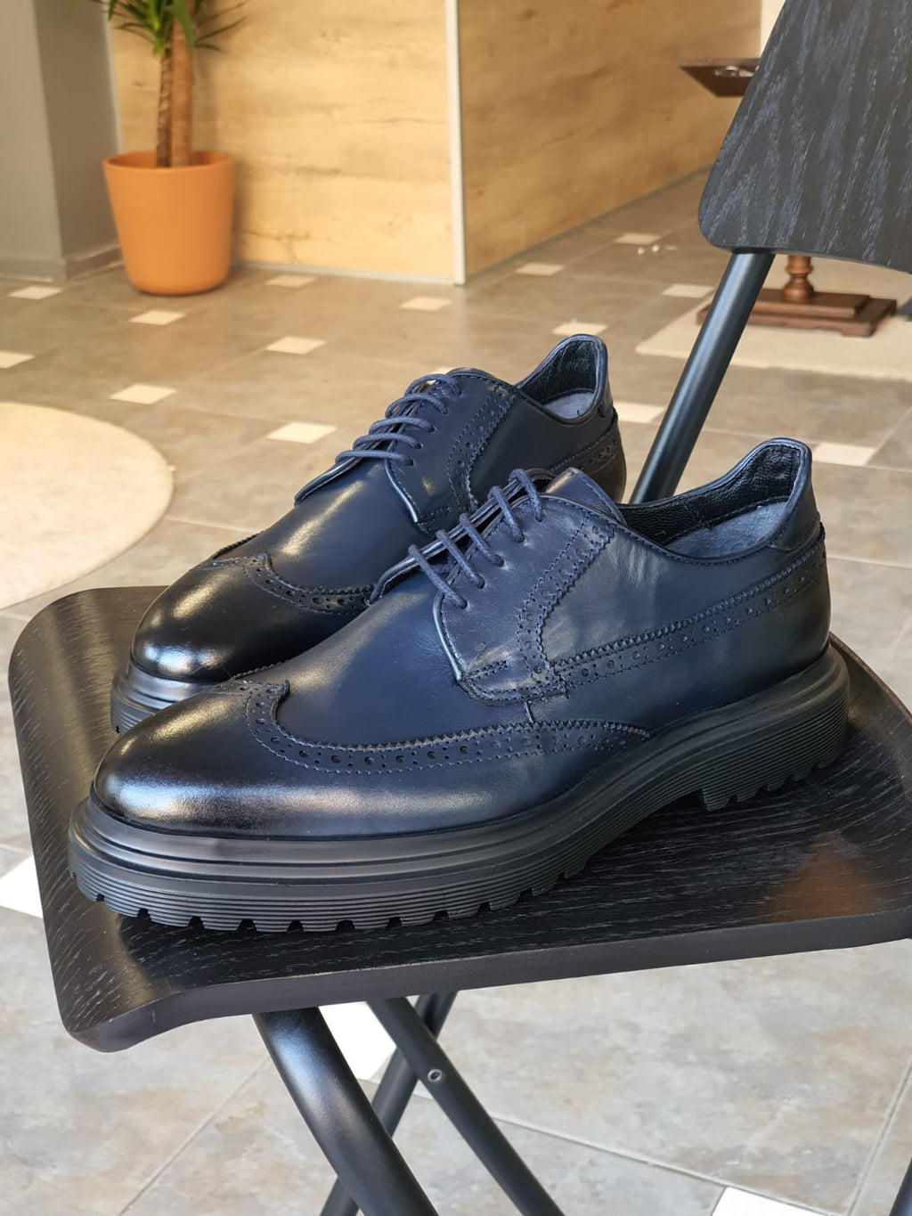Sardinelli Velletri Wingtip Navy Blue Oxfords