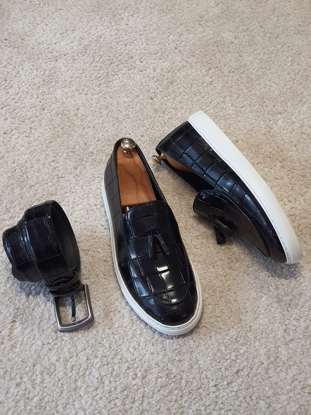 Sardinelli Vigevano Black Tassel Loafers
