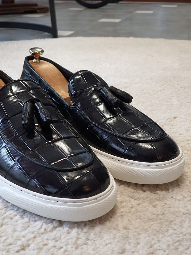 Sardinelli Vigevano Black Tassel Loafers