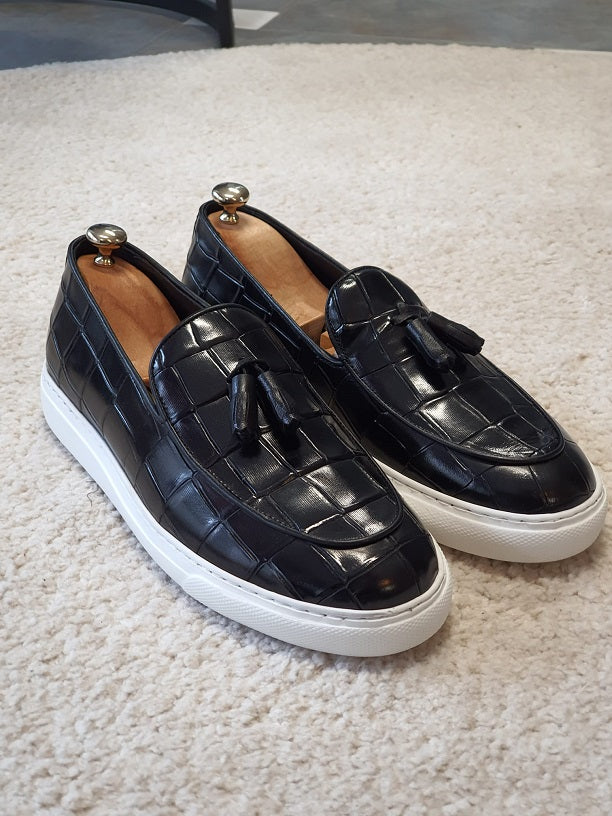 Sardinelli Vigevano Black Tassel Loafers