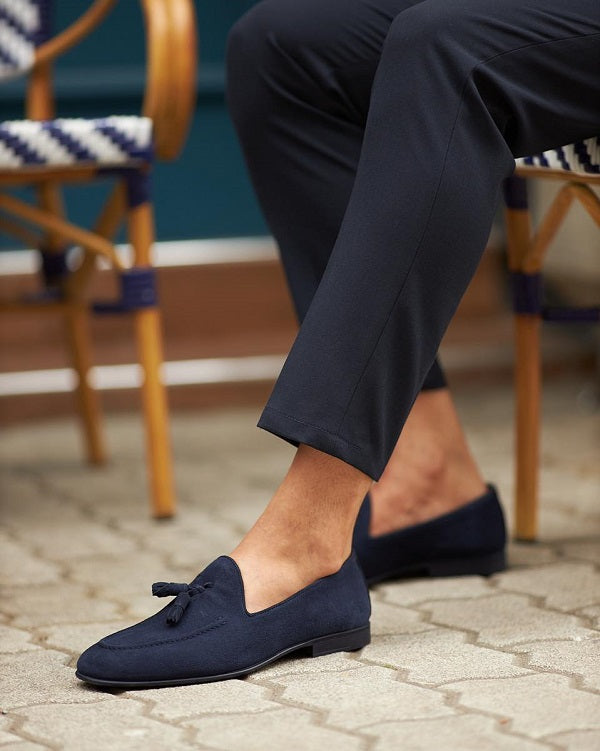 Sardinelli Forli Dark Blue Suede Tassel Loafers