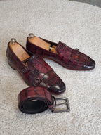 Sardinelli Barletta Burgundy Double Monk Strap Shoes