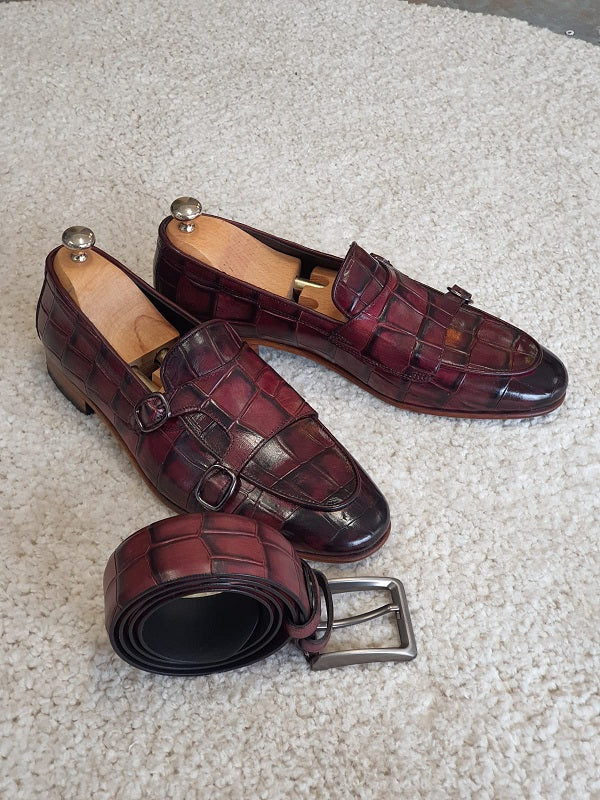 Sardinelli Barletta Burgundy Double Monk Strap Shoes
