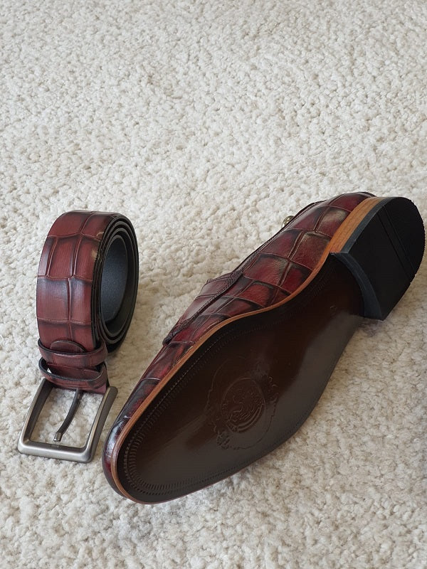 Sardinelli Barletta Burgundy Double Monk Strap Shoes