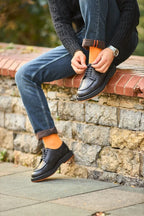 Sardinelli Black Moc Toe Derby Shoes