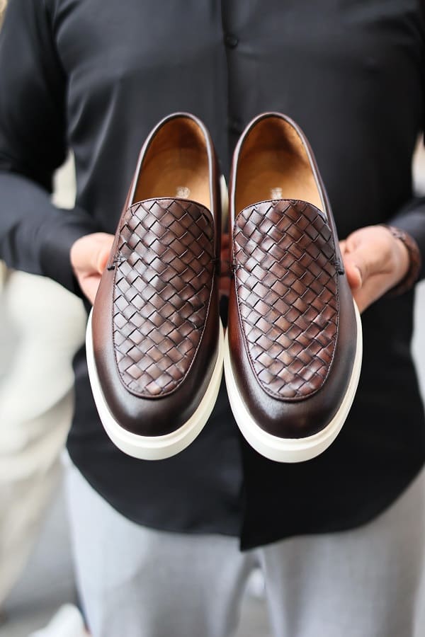 Sardinelli Forli Brown Woven Pattern Loafers