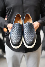 Sardinelli Forli Navy Woven Pattern Loafers