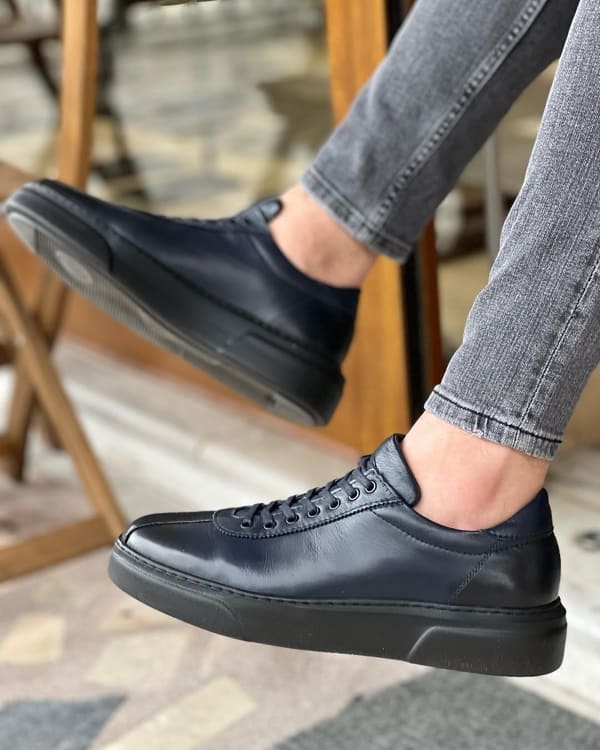Navy Blue Mid Top Sneakers for Men 40 Navy Blue Mid Top Sneakers for Men 40