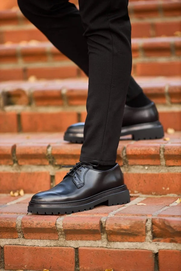 mens black dress shoes leather sole Emeraldi Mens Black Square Toe Lace-up Oxford Calfskin Leather Italian Dress Shoes 7