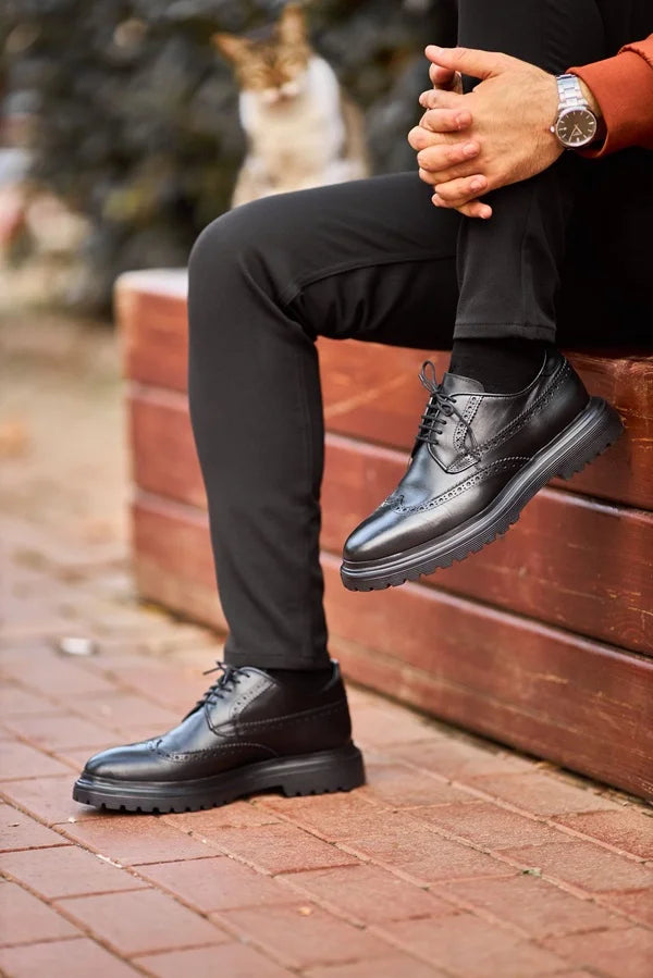 TOP Wingtip Black Brogue Derby Shoes for Men Leather Dress 41