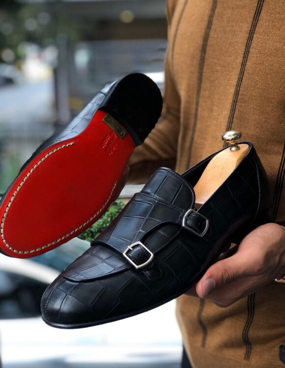 Black Double Monk Strap Loafer by Sardinellistore.com with free worldwide express shipping