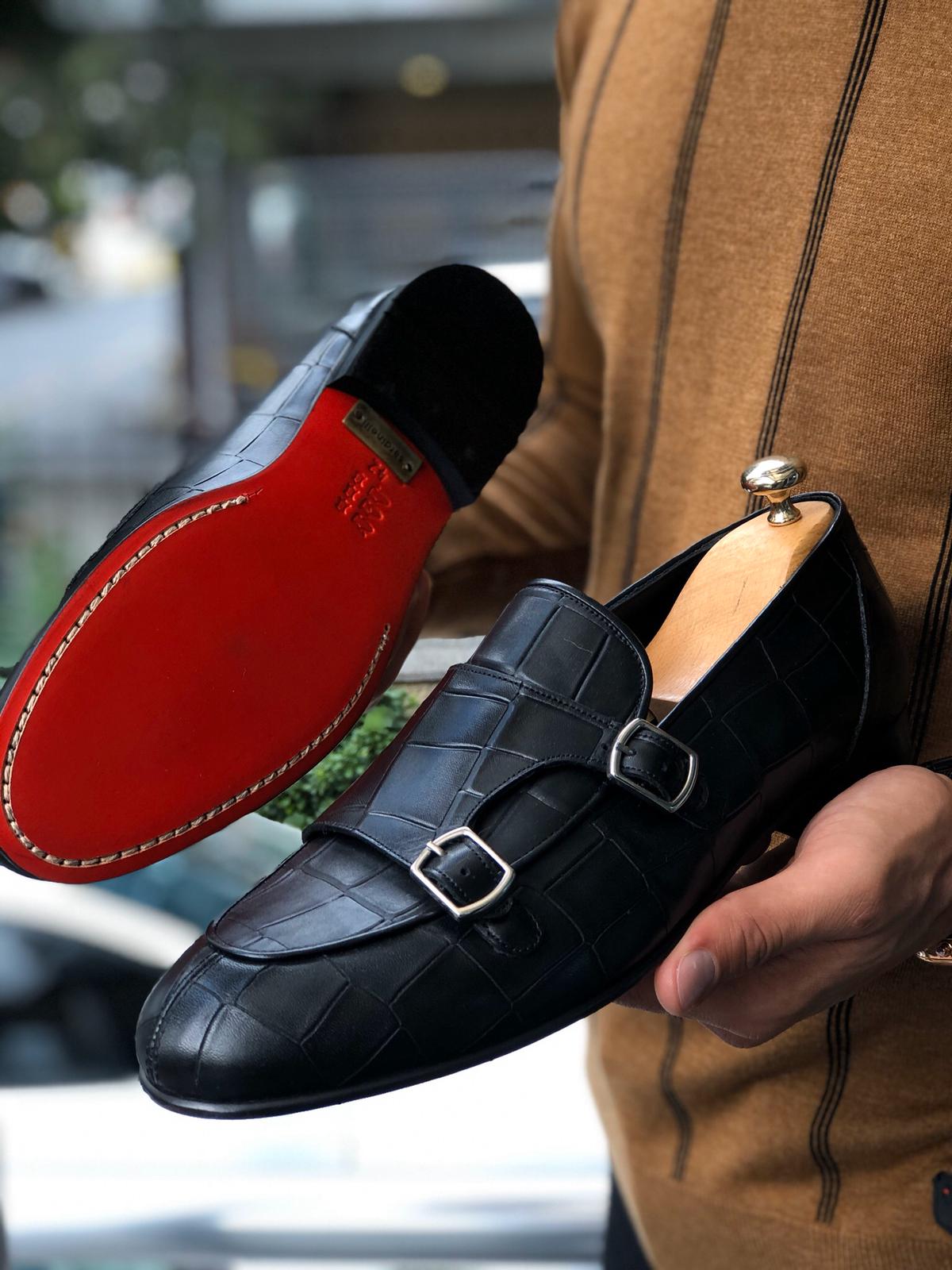 Buy Black Double Monk Strap Loafers by Sardinelli | Worldwide Shipping