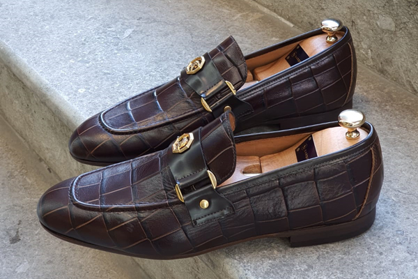 Brown Crocodile Leather Penny Loafers by SardinelliStore.com with Free Worldwide Shipping