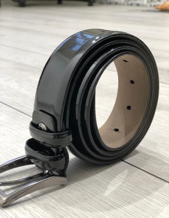 Sardinelli Catania Patent Leather Belt – Black
