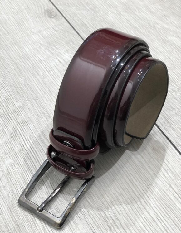 Sardinelli Catania Patent Leather Belt – Claret Red