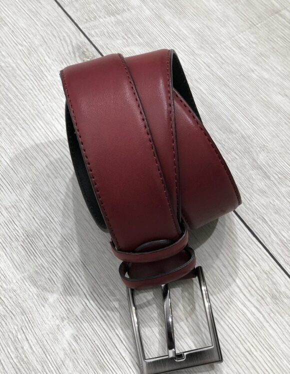 Sardinelli Milan Faux Leather Belt – Claret Red