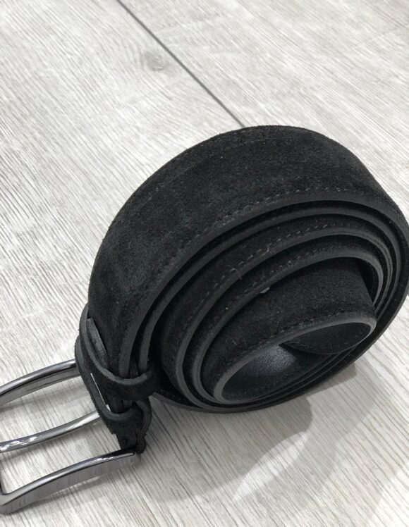 Sardinelli Naples Suede Leather Belt – Black