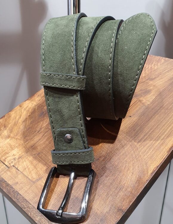 Sardinelli Naples Suede Leather Belt – Khaki