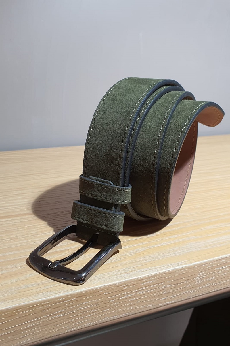 Sardinelli Naples Suede Leather Belt – Khaki