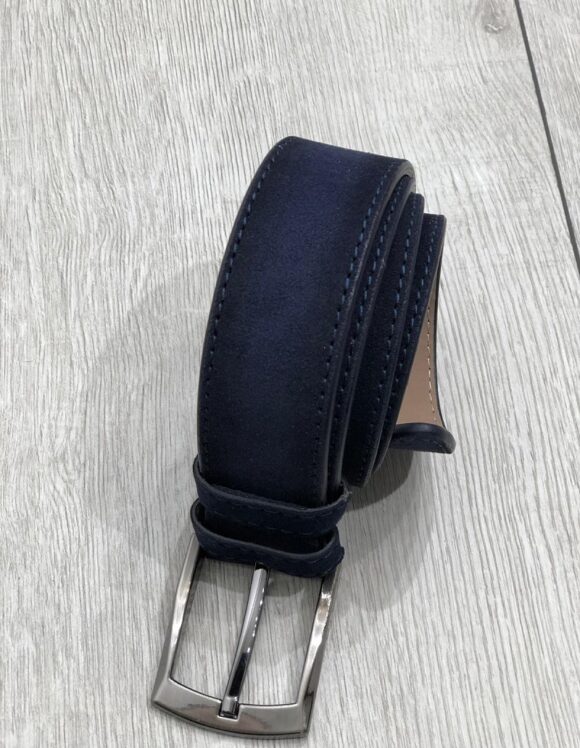 Sardinelli Naples Suede Leather Belt – Navy Blue