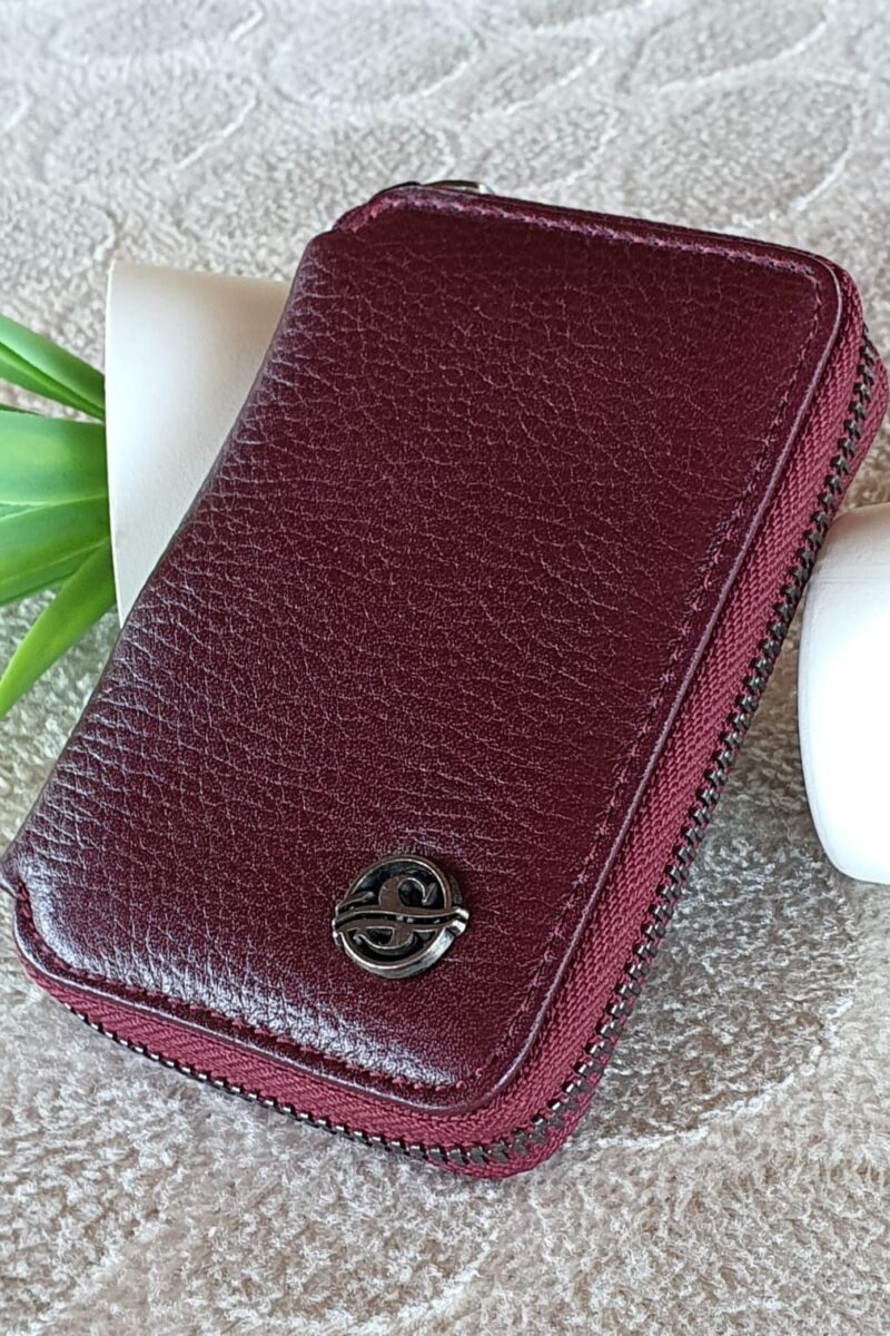 Sardinelli Charlotte Burgundy Zippered Leather Wallet