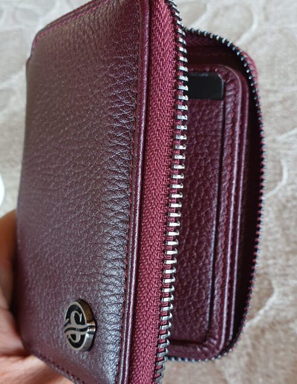 Sardinelli Charlotte Burgundy Zippered Leather Wallet