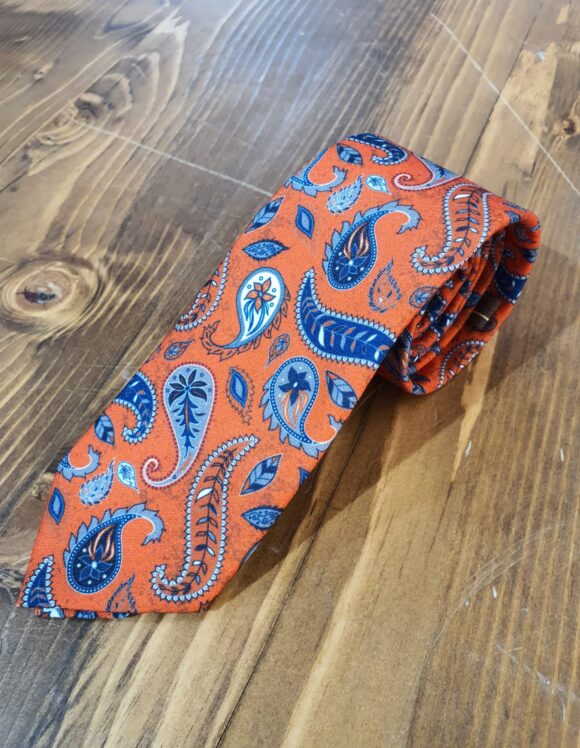 Orange Floral Neck Tie by SardinelliStore.com with Free Worldwide Shipping