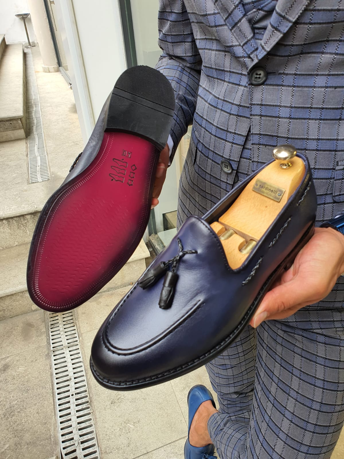 Buy Navy Blue Tassel Loafers by Sardinelli | Free Worldwide Shipping