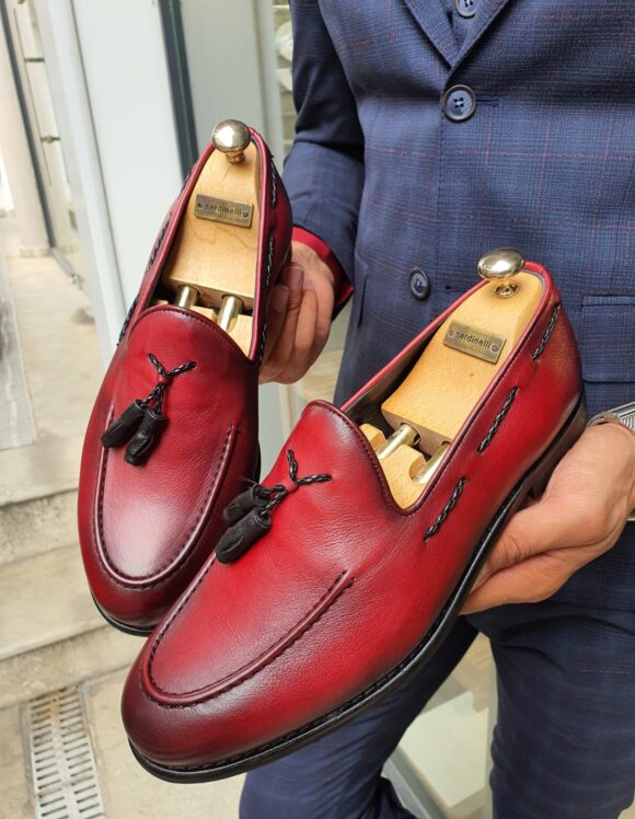 Red Tassel Loafer by SardinelliStore.com with Free Worldwide Shipping