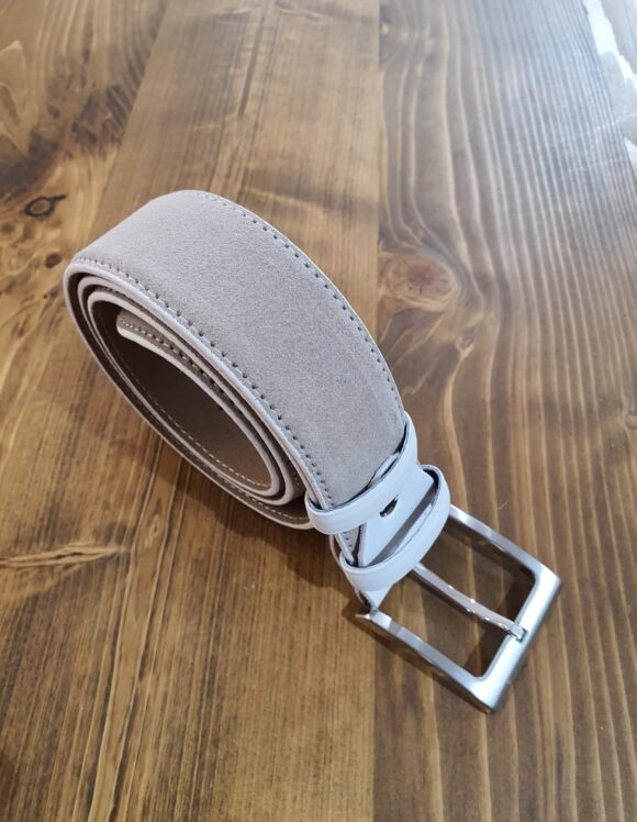 Sardinelli Pisa Suede Leather Belt – Beige